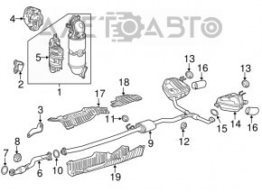 Silentioză spate a rezervorului stâng Honda CRV 17-19 1.5 cu capăt cromat