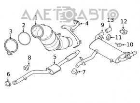 Drumul de evacuare cu un BMW X3 G01 20- 2.0T sub capac, ruginit.