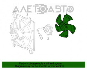 Paletele ventilatorului de răcire stânga Honda Accord 13-17, cu 5 pale, rupte.