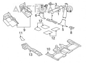 Capacul stâlpului central dreapta jos Dodge Durango 11-13 gri.