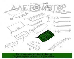 Cutie portbagaj fără subwoofer Dodge Durango 11- cu capac, pentru curățare, cu deteriorări la fixare