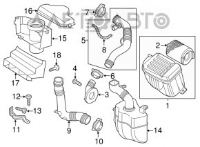 Tubul de aer VW Jetta 11-18 SUA 2.0 pe rezonator