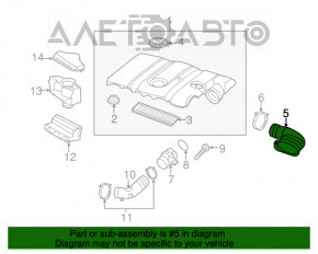 Conducta de aer VW Jetta 11-18 SUA 2.5 către filtru.