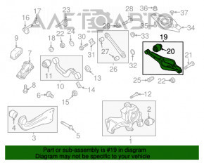 Maneta inferioară pentru arc spate dreapta VW Jetta 11-18 USA, silentios pentru înlocuire.