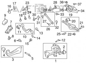 Maneta inferioară pentru arc spate dreapta VW Jetta 11-18 USA, silentios pentru înlocuire.