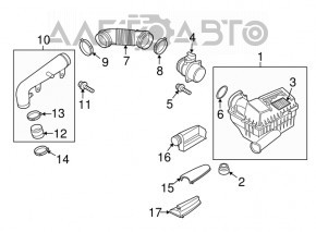 Воздухоприемник в сборе 3 части VW Passat b7 12-15 USA 3.6