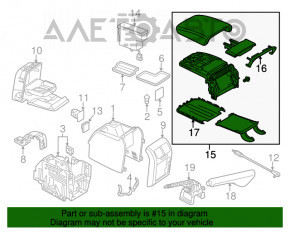 Consola centrală cu cotieră și suporturi pentru pahare pentru VW Jetta 11-18 USA, material textil negru, zgârieturi