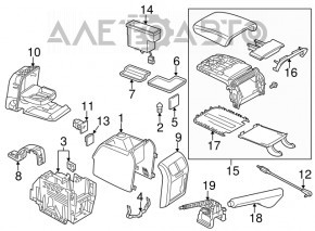 Consola centrală cu cotieră și suporturi pentru pahare pentru VW Jetta 11-18 USA, material textil negru, zgârieturi