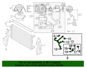 Патрубок системы охлаждения VW Jetta 11-18 USA 1.4T