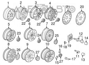 Заглушка колпачок колесного болта VW Passat b7 12-15
