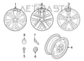 Capacul capacului surubului roții VW Tiguan 09-17 nou OEM original