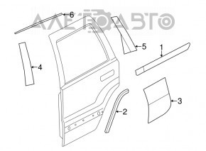 Capacul aripii sub ornamentele laterale din spate, dreapta, fata, Jeep Grand Cherokee WK2 14-21