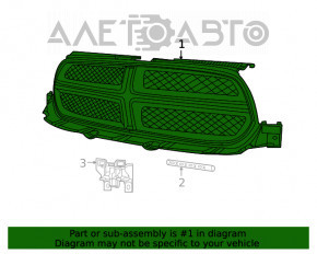 Grila radiatorului Dodge Durango 11-13 fără crom