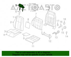 Подголовник передний левый Jeep Patriot 11-17 airbag, кожа черный,