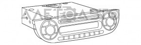 Radio-casetofon Fiat 500 12-15 negru, butoane șterse