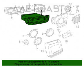 Radio-casetofon Fiat 500 12-15 negru, butoane șterse