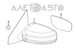 Зеркало боковое правое Dodge Dart 13-16 3 пина, белое