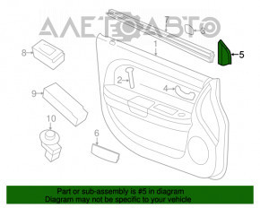 Placă de acoperire a ușii - oglindă interioară dreapta față Chrysler 200 11-14