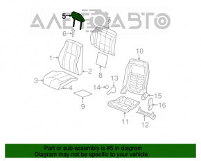 Подголовник передний левый Jeep Patriot 11-17 airbag, тряпка черный