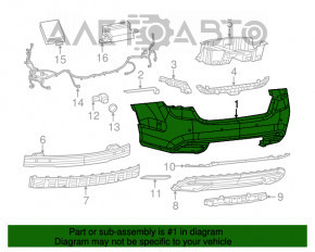 Bara spate goală Chrysler 200 15-17 cu senzori de parcare.