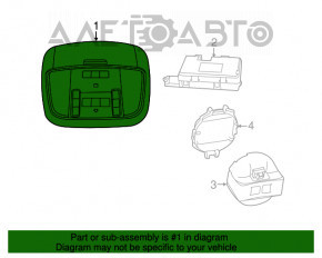 Plafonul de iluminare frontal pentru Jeep Grand Cherokee WK2 16-17 negru, sub trapă.