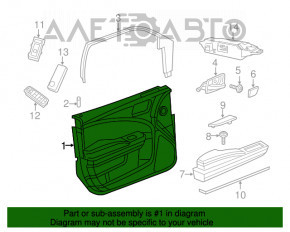 Capacul ușii, cartela din față dreapta Chrysler 300 12-14, negru, post-restilizare.