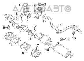 Tubul de admisie cu catalizator pentru Infiniti JX35 QX60 14-17 Hybrid