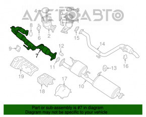 Tubul de admisie cu catalizator pentru Infiniti JX35 QX60 13- este ruginit, grila este rupta, catalizatorul este zdrobit.