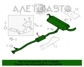 Traseul de evacuare cu mijlocul și bara din spate pentru Nissan Rogue Sport 17-19.