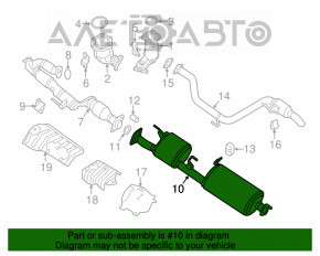 Drumul de evacuare mediu pentru Nissan Pathfinder 13-20 cu lovituri.