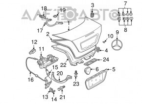 Manerul capacului portbagajului exterior Mercedes W211 02-09 este rupt, mecanismul de blocare.