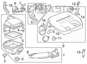 Corpul filtrului de aer Chevrolet Volt 11-15 fără admisie de aer.