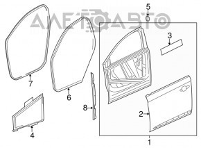 Garnitură de ușă dreapta față Chevrolet Impala 14-20