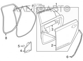 Уплотнитель двери задней правой Chevrolet Impala 14-20 внешний