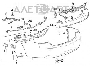 Крепление заднего бампера верхнее центр Chevrolet Impala 14-20