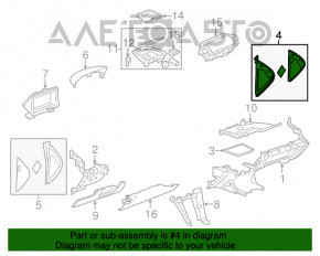 Capacul torpedoului lateral dreapta pentru Chevrolet Volt 11-15, gri deschis.