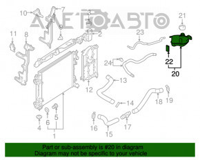 Recipientul de expansiune al sistemului de răcire Nissan Rogue Sport 17-19 cu capac