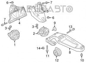 Кронштейн двигателя правый BMW X3 F25 11-17 2.0T