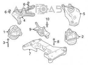 Perna motorului stânga BMW 7 G11 G12 16-22 RWD B58