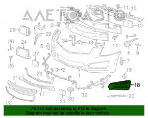 Capacul de protecție a farului de ceață din față stânga Cadillac ATS 13-14 pre-restilizare, cu ornamente cromate, inserții cromate