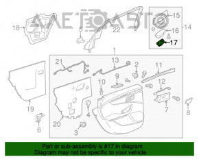 Controlul geamului electric din spatele stânga al Chevrolet Impala 14-20 negru, cu insertie de valuri structurale.