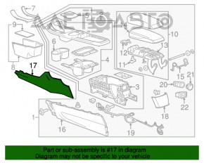 Capac laterală a consolei centrale stânga pentru Chevrolet Volt 11-15, gri