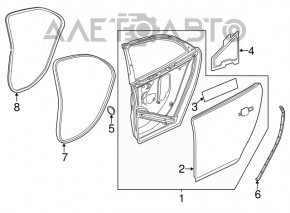 Уплотнитель двери задней правой Chevrolet Malibu 13-15 нижний