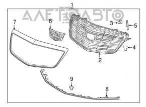 Moldura grilei inferioare a bara de protecție față a Cadillac ATS 15-18, cromată restilizată