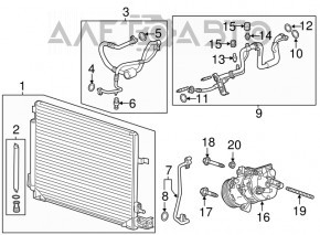 Compresorul de aer condiționat și radiatorul pentru prima generație Cadillac ATS 13- 2.5