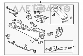 Consola centrală cu cotieră pentru Cadillac ATS 13- piele, maro, defect de piele, prindere ruptă.