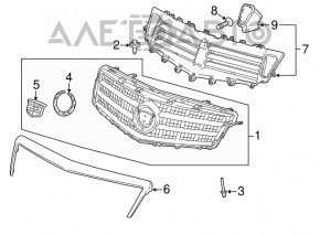 Решетка радиатора grill Cadillac ATS 13-14 хром с молдингом и эмблемой