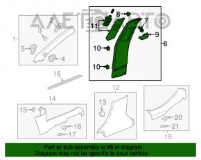 Capacul stâlpului central, curea superioară stânga, Chevrolet Malibu 13-15, bej, pentru curățare chimică.