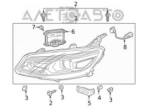 Кронштейн фары правый Chevrolet Malibu 16-