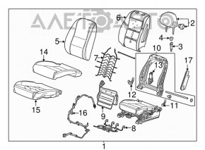 Scaun șofer Chevrolet Impala 14-20 fără airbag, material textil, gri, electric, pentru curățare.